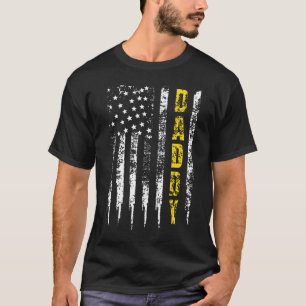 Tow Truck Driver Yellow Line Daddy US Flag T-Shirt