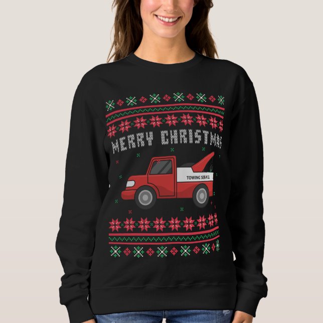 Tow Truck Ugly Christmas Sweater Sweatshirt (Vorderseite)