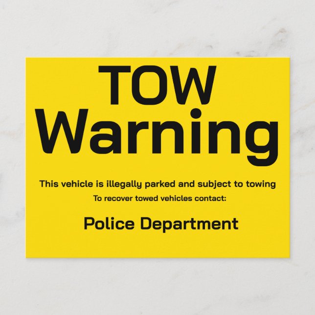 Tow warning postkarte (Vorderseite)