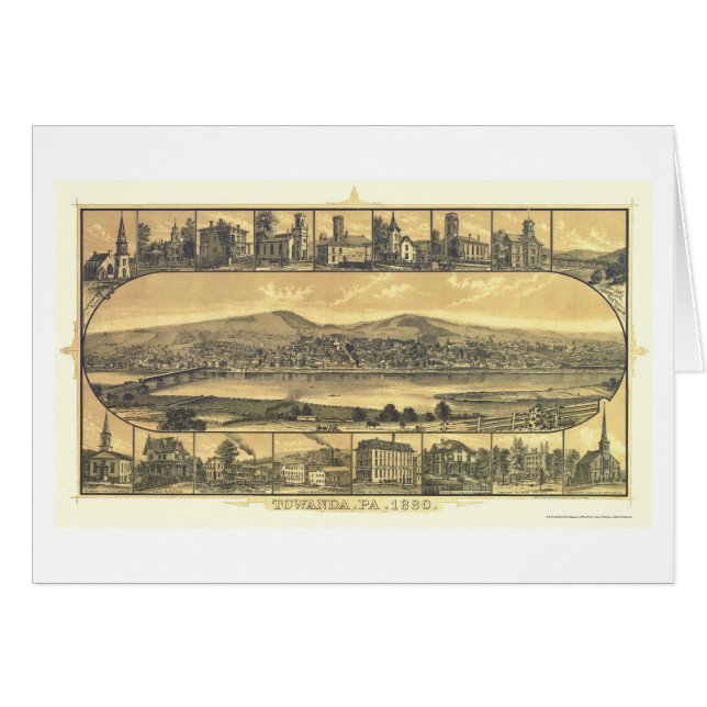Towanda, carte panoramique de PA - 1880 (Devant horizontal)