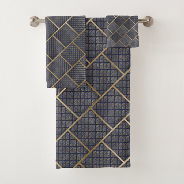 TOWEL VINTAGE HAMPTON LUXE NAVY GOLD (En situation)