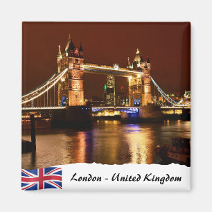Tower Bridge bei Nacht, berühmtes London Magnet