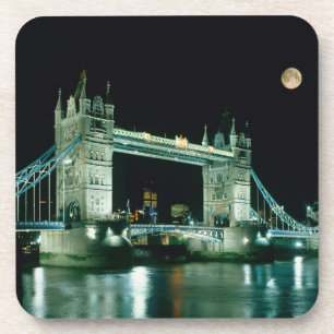 Tower Bridge bei Nacht, London, England Getränkeuntersetzer