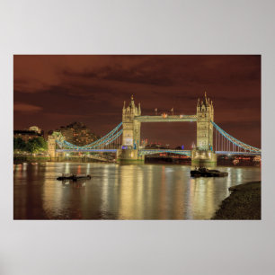 Tower Bridge bei Nacht, London Poster