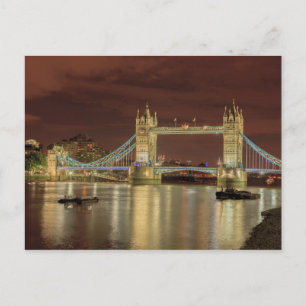 Tower Bridge bei Nacht, London Postkarte