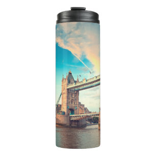 Tower Bridge bei Sonnenuntergang, Londonplace, Lon Thermosbecher