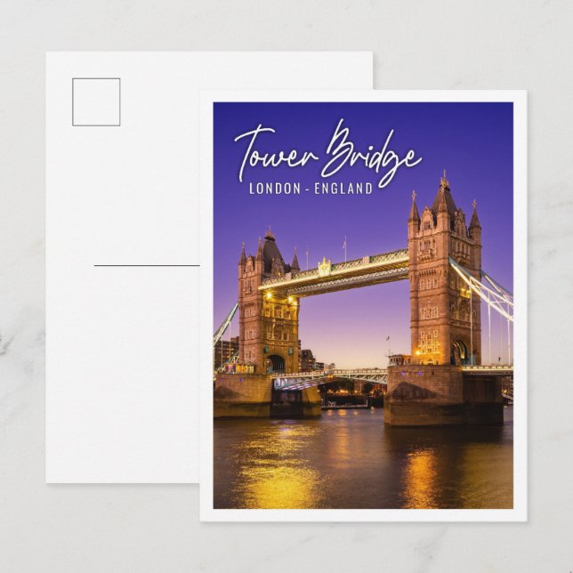 Tower Bridge by River Thames in London England Postkarte (Vorne/Hinten)