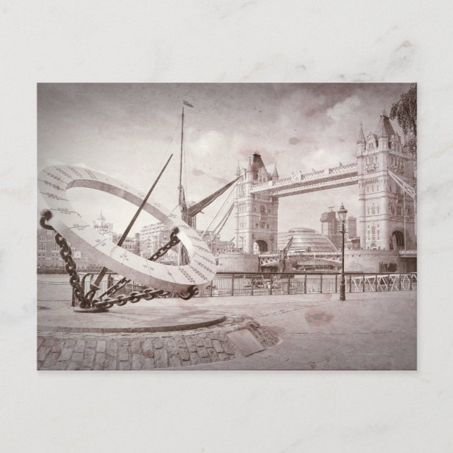 Tower Bridge et Sun Dial, Londres, carte postale b (Devant)