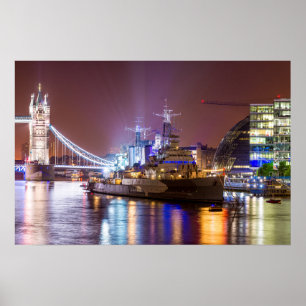 Tower Bridge Historisches Kriegsschiff London Poster