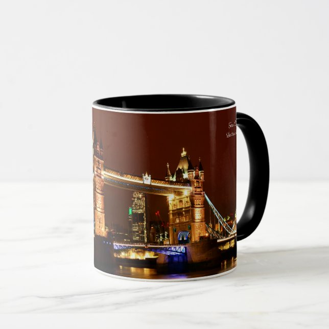 Tower Bridge, London at Night, England (UK) Tasse (VorderseiteRechts)