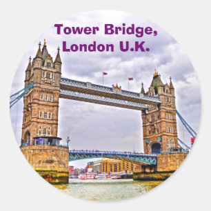 Tower Bridge London, England Art Design Runder Aufkleber