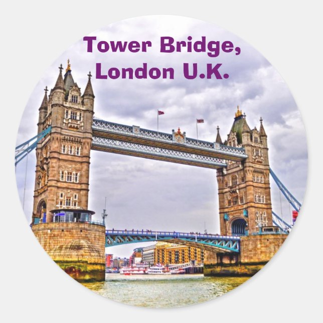 Tower Bridge London, England Art Design Runder Aufkleber (Vorderseite)
