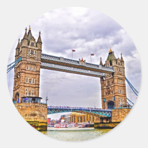 Tower Bridge London, England Art Design Runder Aufkleber
