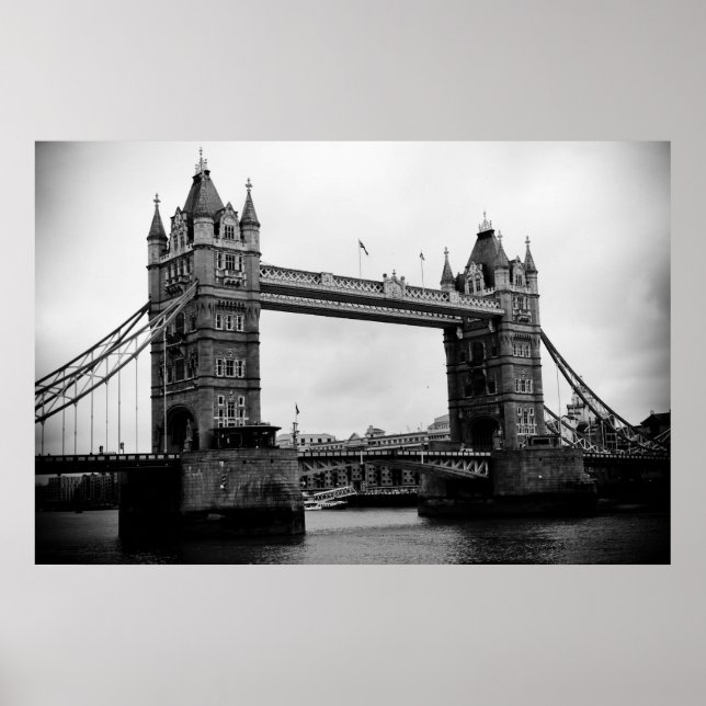 Tower Bridge, London, Großbritannien, Schwarzweißd Poster (Vorne)