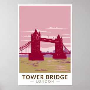 Tower Bridge London Reise Kunst Vintage Poster