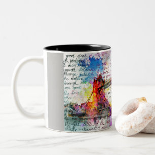Tower Bridge, London, Sketchbook Art Zweifarbige Tasse