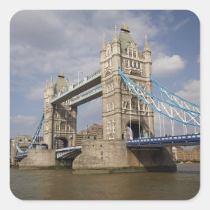 Tower Bridge und Themse, London, Quadratischer Aufkleber