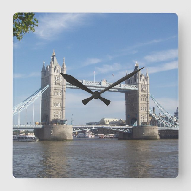 Tower Bridge Wall Clock Quadratische Wanduhr (Vorderseite)