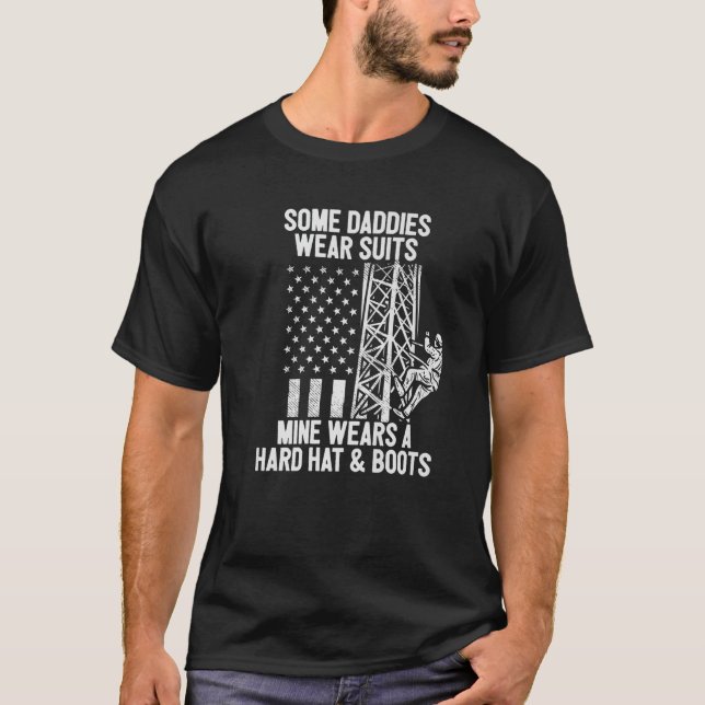 Tower Climber Daughter Son American Flag Fathers D T-Shirt (Vorderseite)