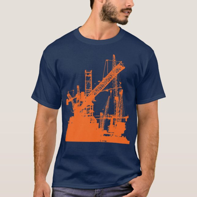 Tower Crane Operator Construction Worker Skyline T-Shirt (Vorderseite)