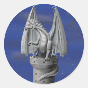 Tower Guardian - Silberdrache Runder Aufkleber