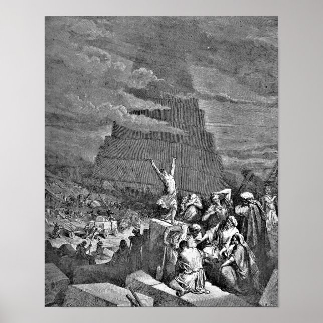 Tower of Babel Bible Gustave Dore Illustration Poster (Vorne)