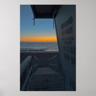 Tower of Lifeguard at Sunset - Venice Beach, CA Poster