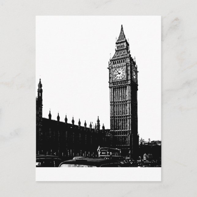 Tower of London Big Ben Black and White Fotografy Postkarte (Vorderseite)