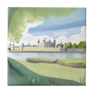 Tower of London UK Aquarell-Landschaft Fliese