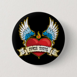 Tower Youth Tattoo Heart Button