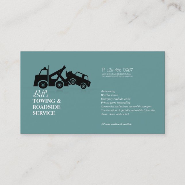 Towing Roadside Wrecker Service Business Card Visitenkarte (Vorderseite)