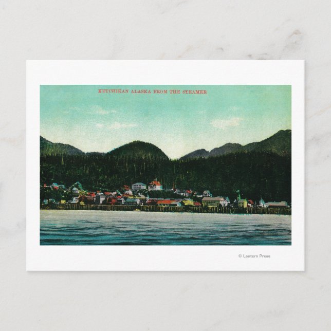 Town View Ketchikan, Alaska von Steamer Postkarte (Vorderseite)