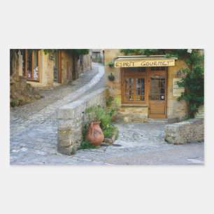 Townscape en Dordogne, France autocollant rectangu