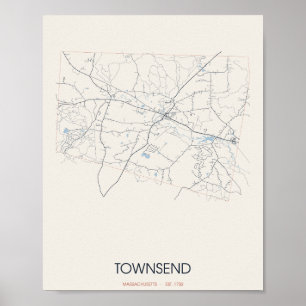 Townsend Massachusetts Straßenkarte Poster
