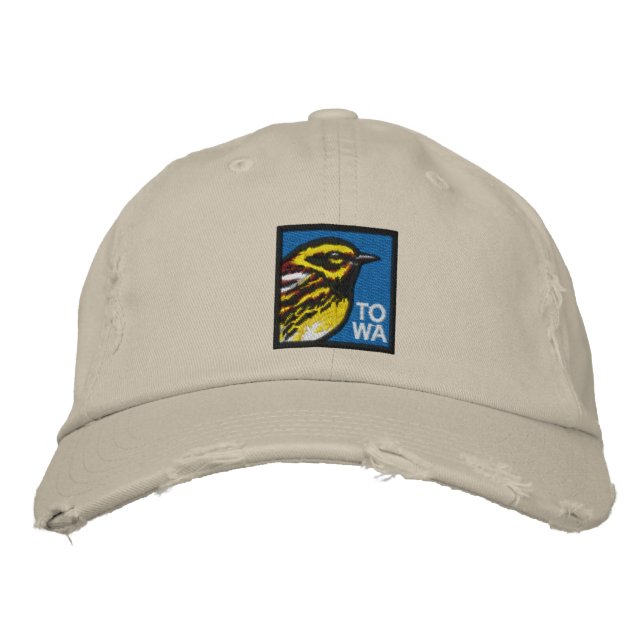 Townsend's Warbler. Bestickte Baseballkappe (Vorderseite)