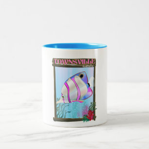 Townsville Australien Tropischer Fisch Reiseplakat Zweifarbige Tasse