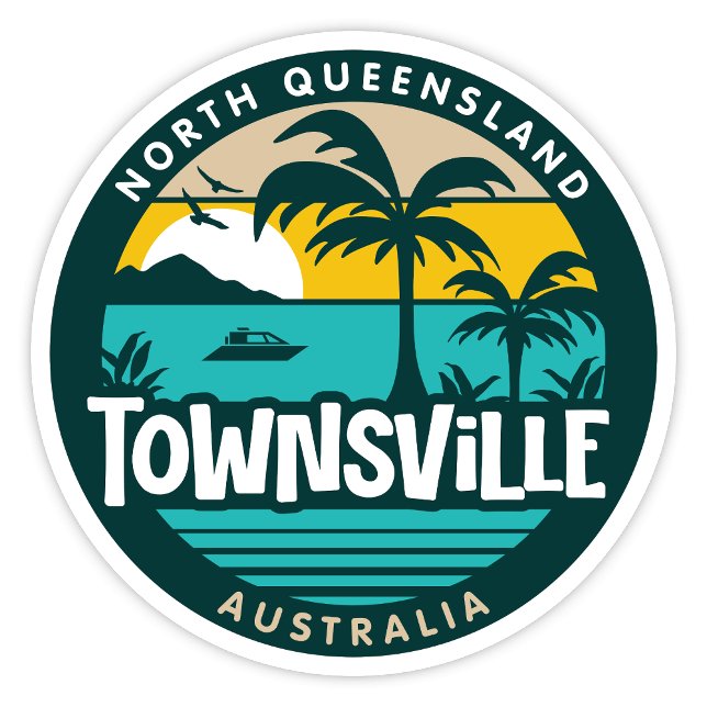 Townsville, Queensland Australien Sticker (Townsville North Queensland, Australia Retro Round Sticker)
