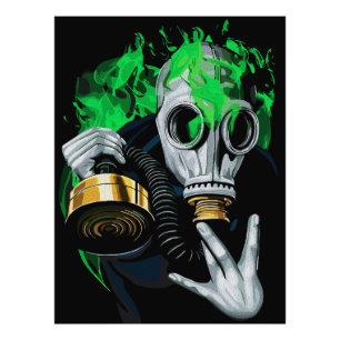 Toxische Gasmaske: Neonflammen Fotodruck