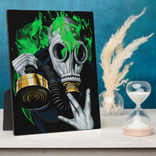 Toxische Gasmaske: Neonflammen Fotoplatte