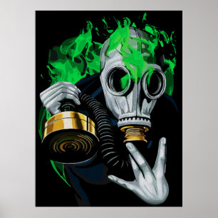 Toxische Gasmaske: Neonflammen Poster