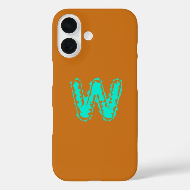 Toxisches Orangengrün, Creepy Monogram iPhone 16 Hülle (Rückseite)