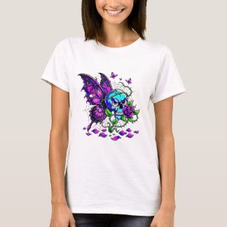 Toxisches Schmetterling-Schädel-Grafik-T-Shirt  T-Shirt