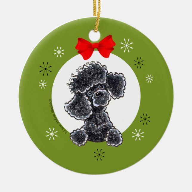 Toy Black Poodle Christmas Classic Keramik Ornament (Vorne)