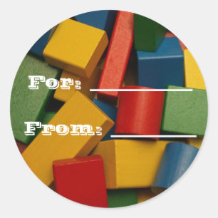 Toy Blocks Gift Tags Runder Aufkleber