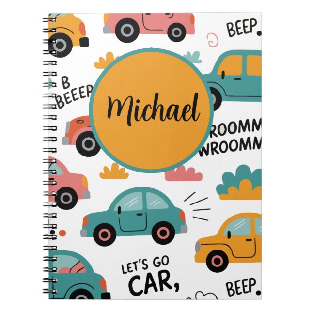 Toy Cars Spiral Notebook for Kids | Personalized  Notizblock (Vorderseite)