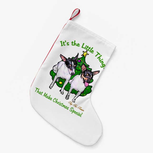 Toy Fox Terrier Christmas Kleiner Weihnachtsstrumpf (Vorderansicht (hängend))