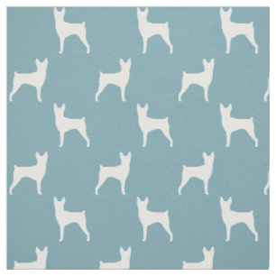 Toy Fox Terrier Dog Silhouetten Blau und Weiß Stoff