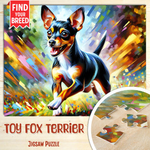 Toy Fox Terrier Hundeporträt Acryl-Kunst Druck Hun