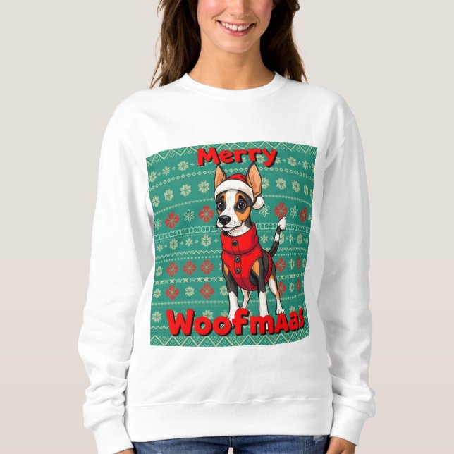 Toy Fox Terrier Merry Woofmas Sweatshirt (Vorderseite)
