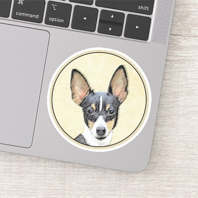 Toy Fox Terrier Painting - Niedliche Original Dog  Aufkleber (Detail)